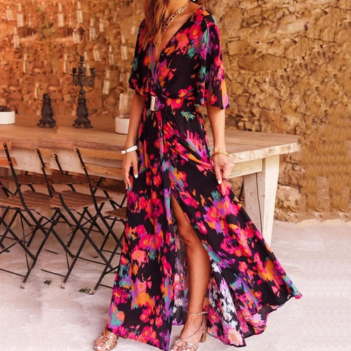 Lightweight Floral Slit Bohemian Long Dress for Women - image 2
