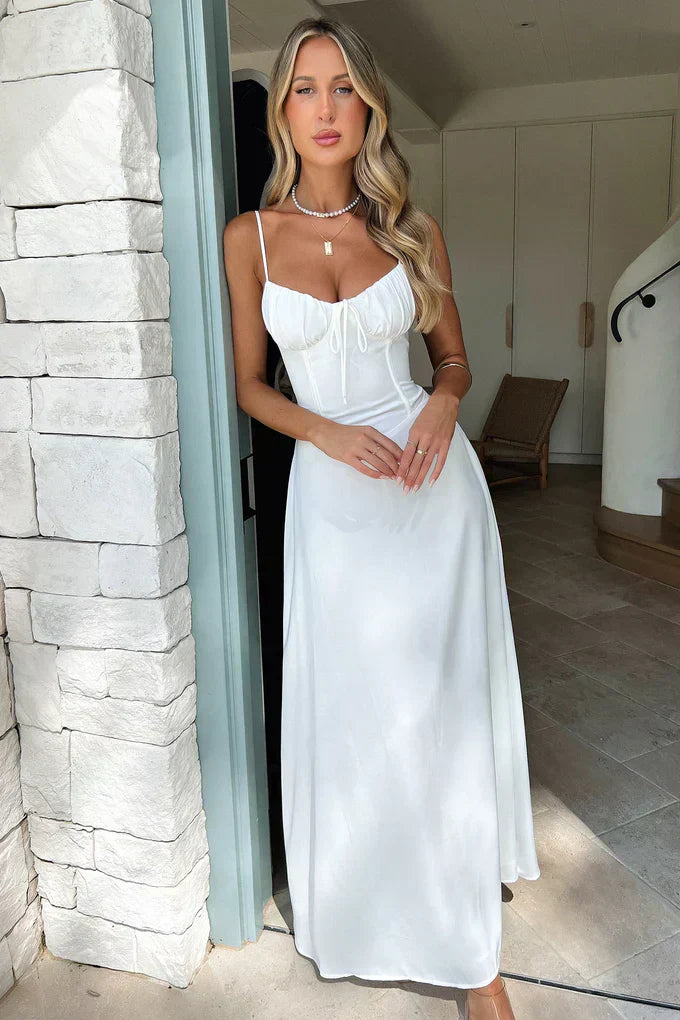 Satin Corset Long Dress with Lace Detail for Women - image 1