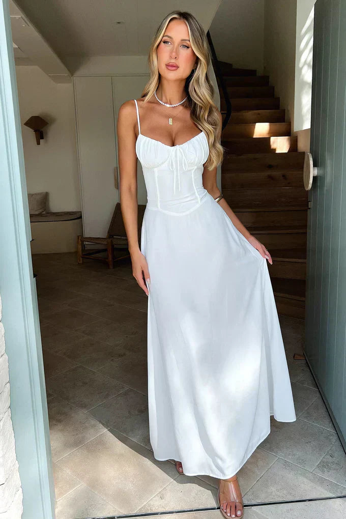 Satin Corset Long Dress with Lace Detail for Women - image 2