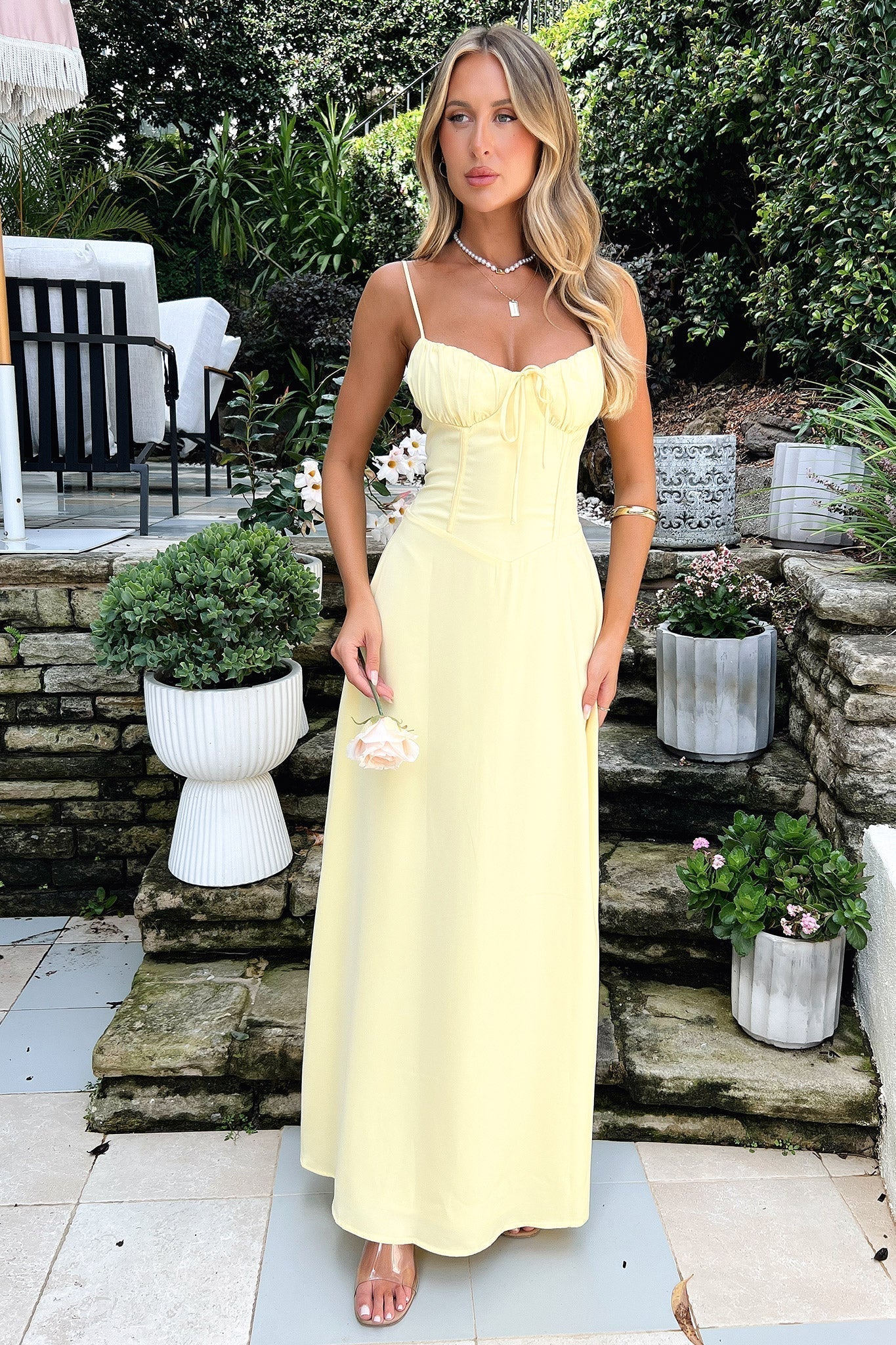 Satin Corset Long Dress with Lace Detail for Women - image 4