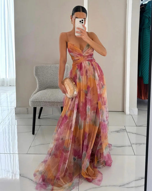 Lightweight Watercolor Print Flowy Maxi Dress for Women — Summer - image 1