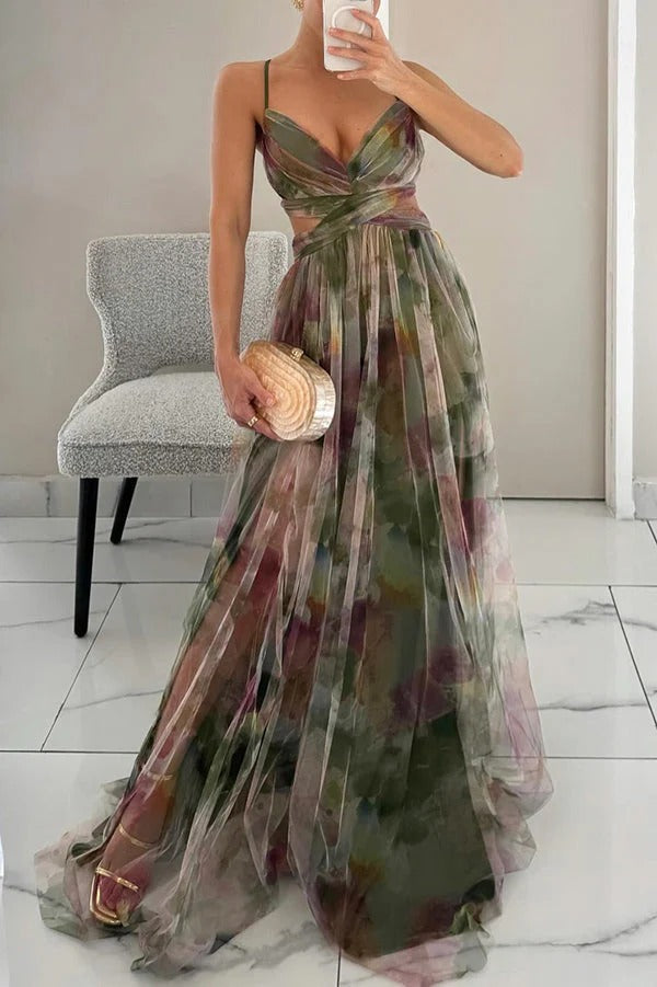 Lightweight Watercolor Print Flowy Maxi Dress for Women — Summer - image 2