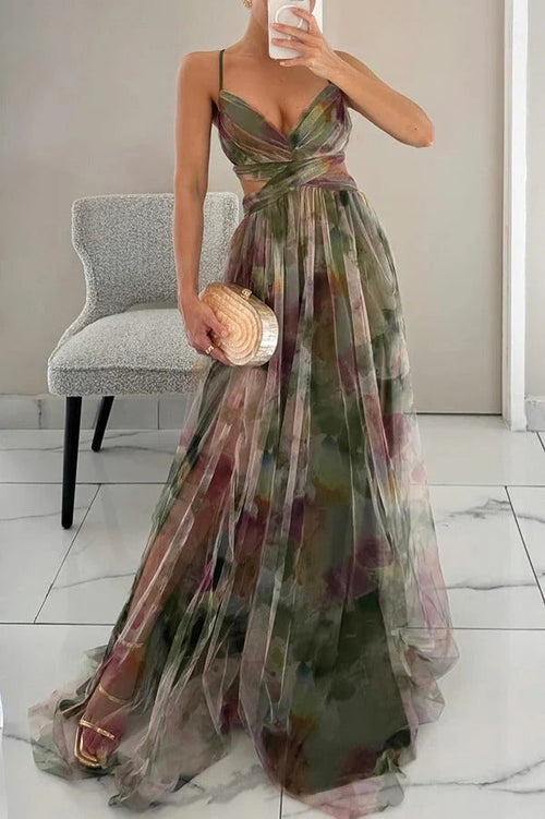 Lightweight Watercolor Print Flowy Maxi Dress for Women — Summer - image 2