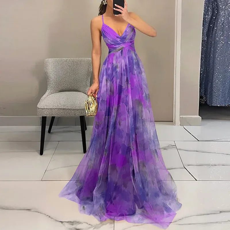 Lightweight Watercolor Print Flowy Maxi Dress for Women — Summer - image 5