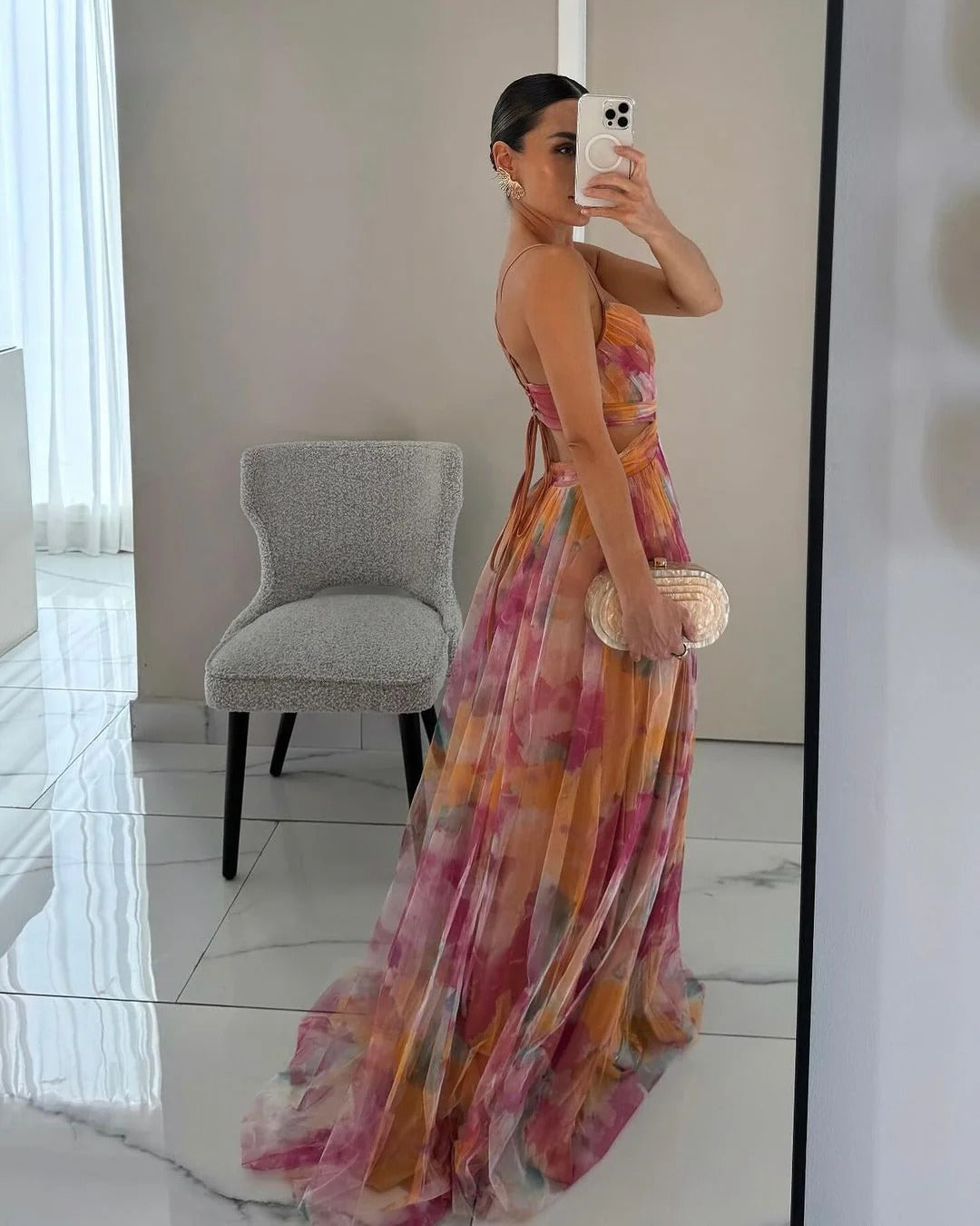 Lightweight Watercolor Print Flowy Maxi Dress for Women — Summer - image 6