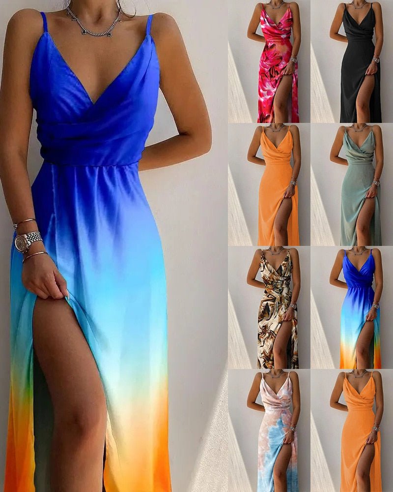 Satin Maxi Dress with Draped Neckline for Women - image 7